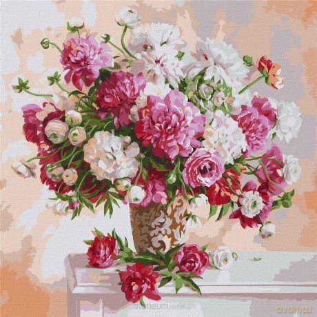 Malowanie po numerach - Piwonie 50x50 cm