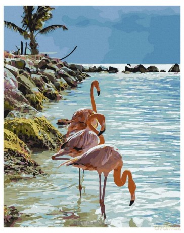 Malowanie po numerach - Rajskie flamingi 40x50 cm