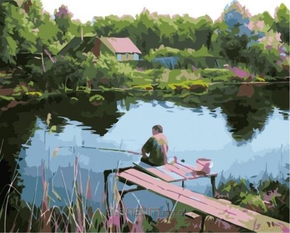 Malowanie po numerach - Rybak na wsi 40x50 cm