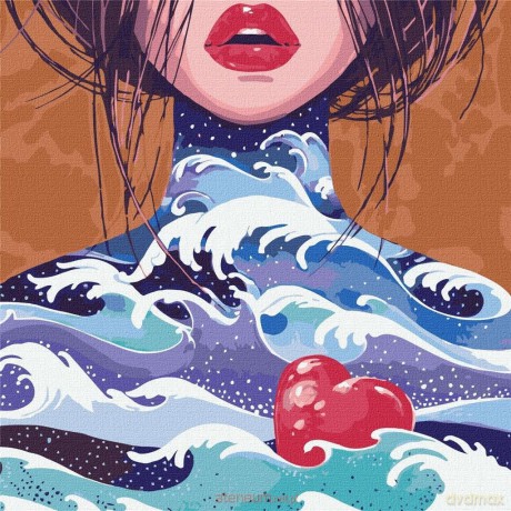 Malowanie po numerach - Serce oceanu 40x40 cm
