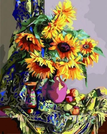 Malowanie po numerach - Słoneczne kwiaty 40x50 cm