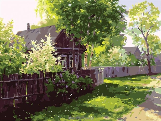 Malowanie po numerach - Spokojna wieś 30x40 cm