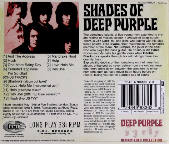 Deep Purple: Shades Of Deep Purple [CD]