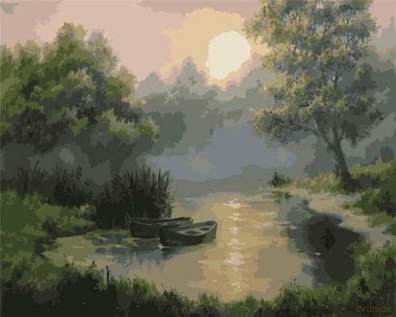 Malowanie po numerach - Świt na wsi 30x40 cm