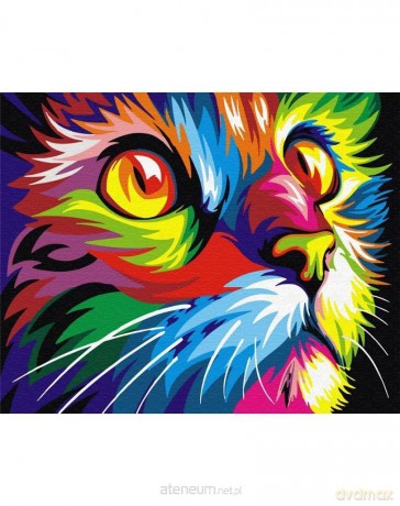 Malowanie po numerach - Tęczowy kot 40x50 cm