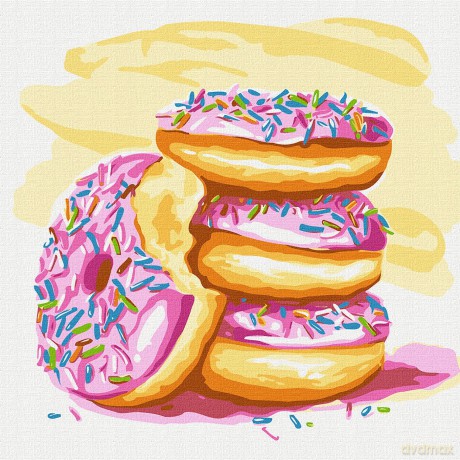 Malowanie po numerach - Ulubione pączki 25x25 cm