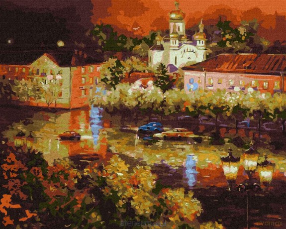 Malowanie po numerach - Wieczorne miasto 40x50 cm
