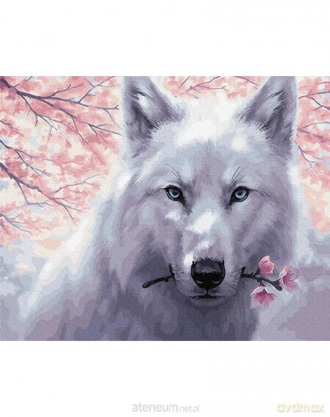 Malowanie po numerach - Wilk z kwiatem 40x50 cm
