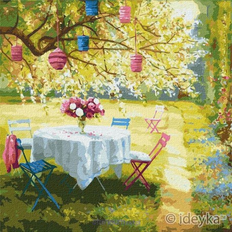 Malowanie po numerach - Wiosenne lampiony 50x50 cm