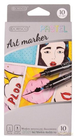 Marker artystyczny dwustronny 10 kolorów Pastel