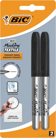 Marker do tekstyliów 0,9mm czarny Blister 2 szt