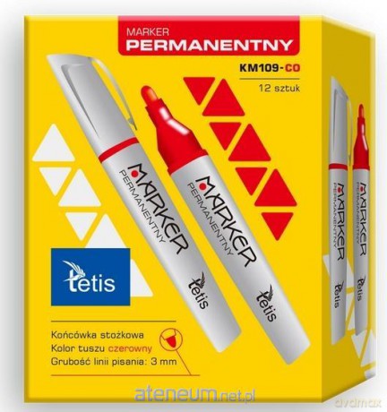 Marker permanentny czerwony KM109-CO (12 szt)