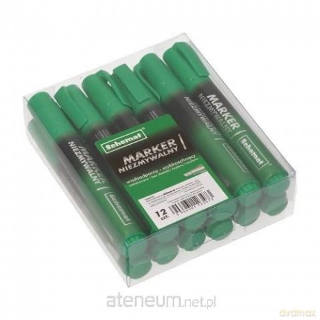 Marker permanentny ścięty zielony (12 szt)