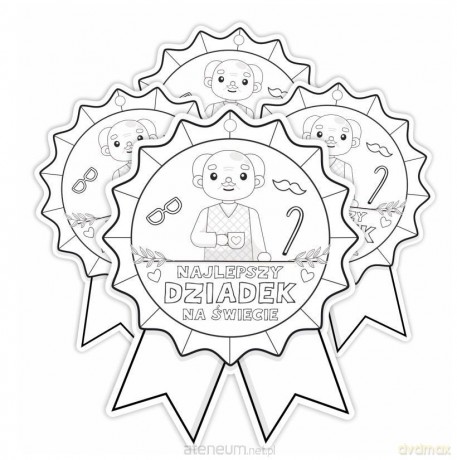 Medal papierowy - Najlepszy dziadek 4 szt