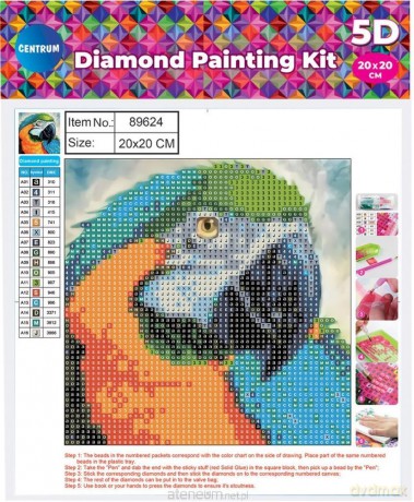 Mozaika diamentowa 5D 20x20 cm Parrot 89624