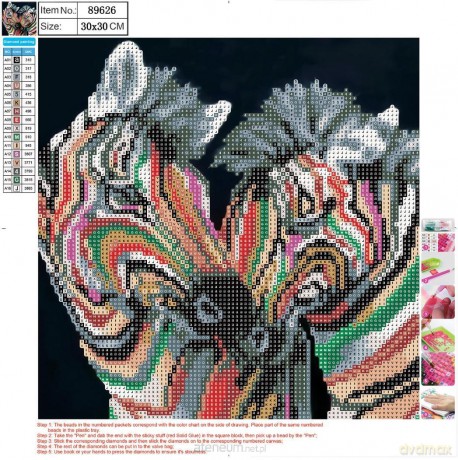 Mozaika diamentowa 5D 30x30 cm Zebra 89626