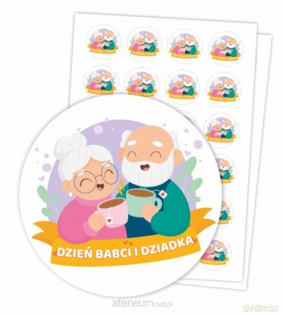 Naklejki - Dzień Babci i Dziadka 40mm 48 szt.