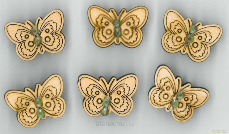 Naklejki drewniane 2 cm - Motylki 6 szt