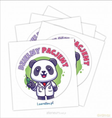 Naklejki Dzielny pacjent - Panda 40mm 60 szt