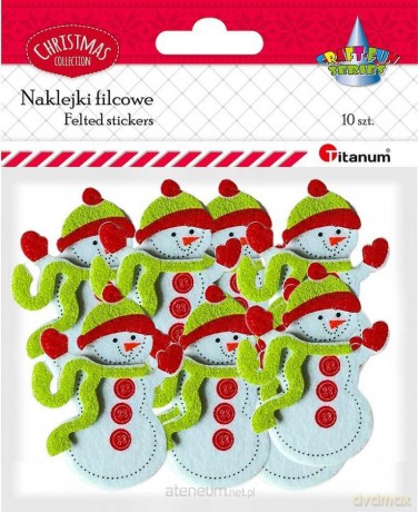 Naklejki filcowe 3D bałwanki 10 szt