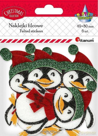Naklejki filcowe 3D pingwiny 6 szt