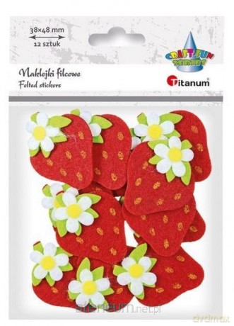 Naklejki filcowe 3D truskawki 38x48mm 12 szt