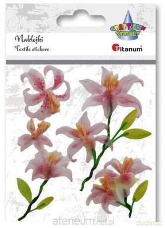 Naklejki foliowo-papier. 3D liliie biało-róż. 6 szt