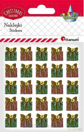 Naklejki papierowe 3D prezenty 25 szt