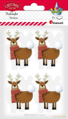 Naklejki papierowe 3D renifery 8 szt