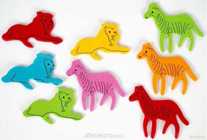 Naklejki piankowe 4 cm - Lew i zebra (25 szt)