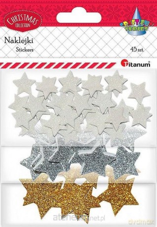 Naklejki piankowe brokatowe gwiazdki mix 45 szt.