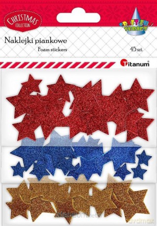 Naklejki piankowe brokatowe gwiazdki mix 45 szt.