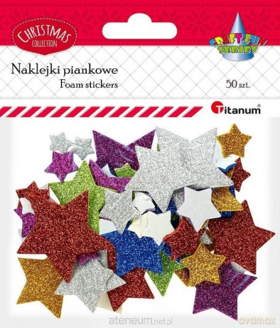 Naklejki piankowe brokatowe gwiazdki mix 50 szt.