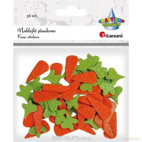 Naklejki piankowe brokatowe marchewki 56 szt
