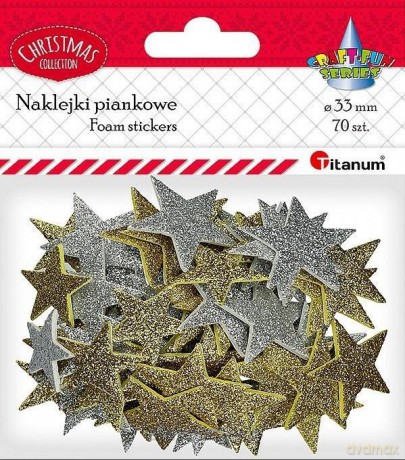 Naklejki piankowe gwiazdki 33mm mix 70 szt.