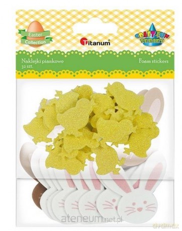 Naklejki piankowe kurczaczki, królik 32 szt