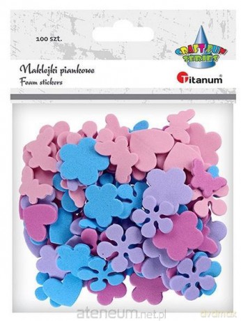 Naklejki piankowe kwiaty, motyle, serca mix 100 szt
