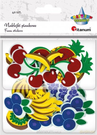 Naklejki piankowe owoce mix 40 szt