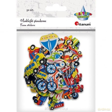 Naklejki piankowe pojazdy mix 50 szt