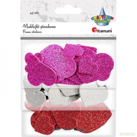 Naklejki piankowe serca mix 45 szt