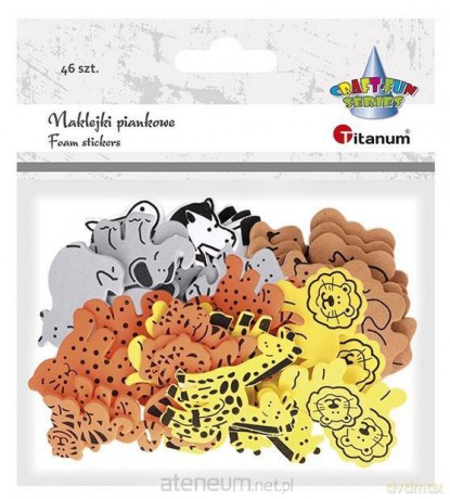 Naklejki piankowe zwierzęta safari mix 46 szt