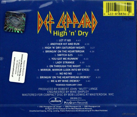 Def Leppard: High And Dry [CD]