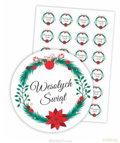 Naklejki świąteczne - Wesołych Świąt 01 24 szt.