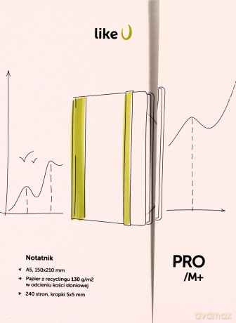 Notatnik A5 Pro M+ kropki 130 jasnoróżowy