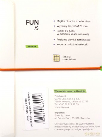 Notatnik B6 Fun S kratka jasnozielony/pomarańczowy