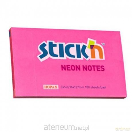 Notes samoprzylepny 127mmx76mm neon ciemnoróżowy