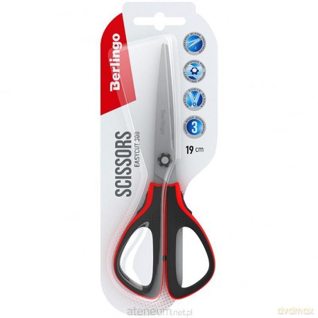 Nożyczki Easycut 300 soft grip 19 cm czerwone
