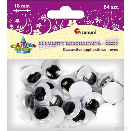 Oczy bez kleju i rzęs 18mm 24 szt