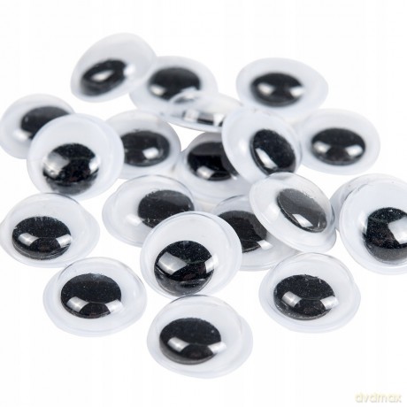Oczy bez kleju i rzęs 20mm 20 szt