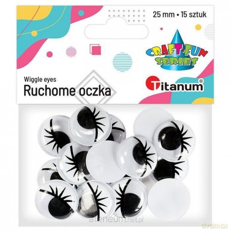 Oczy bez kleju z rzęsami 25mm mix 15 szt